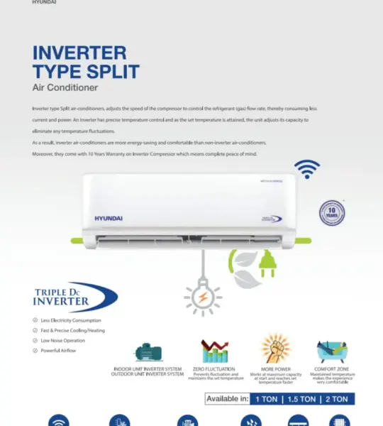 Hyundai 1.5 Ton Triple DC Inverter WiFi Split Air Conditioner (HYC11B-18DBFN2)